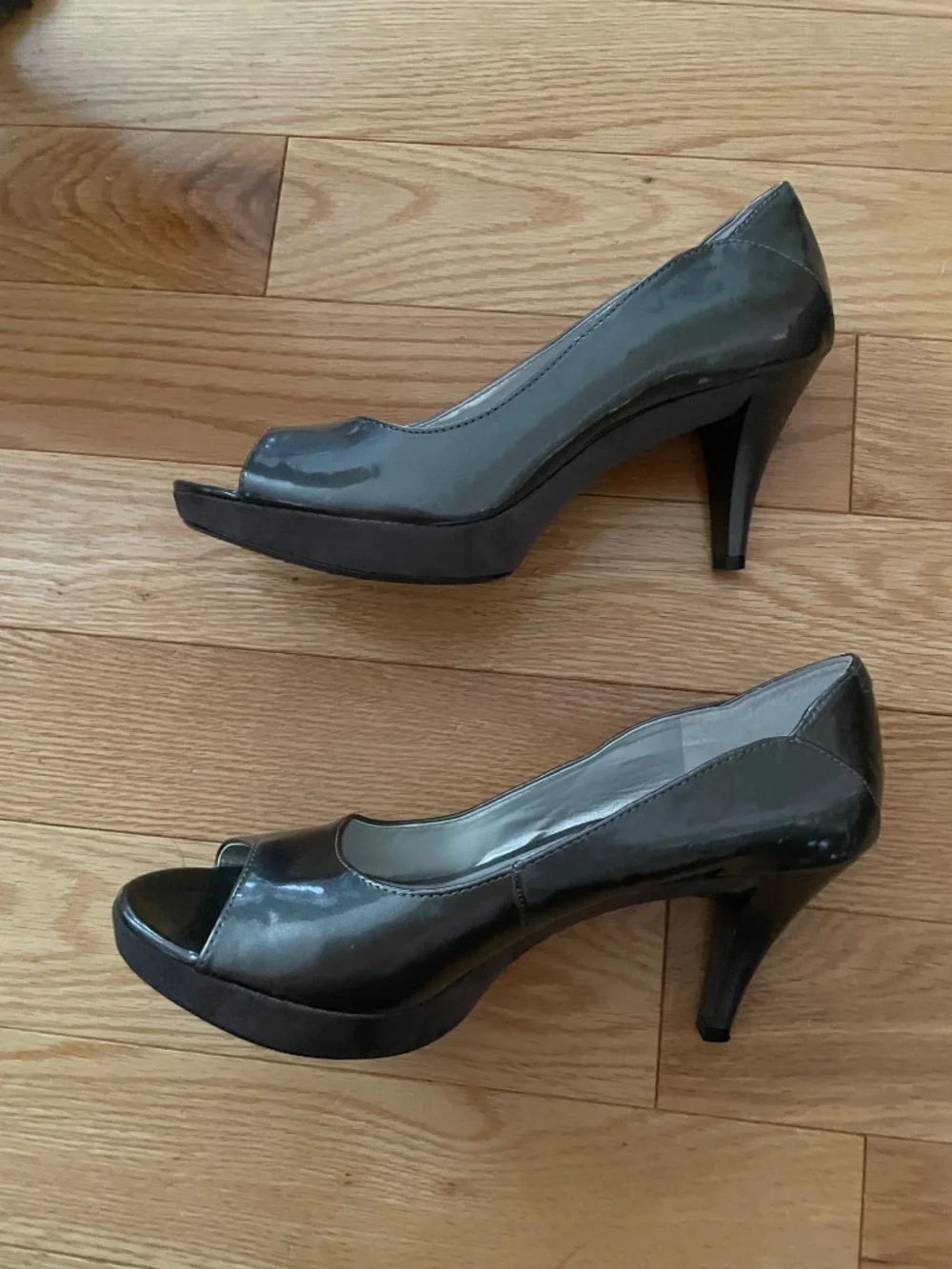 Gun Metal Peep Toe Shoes